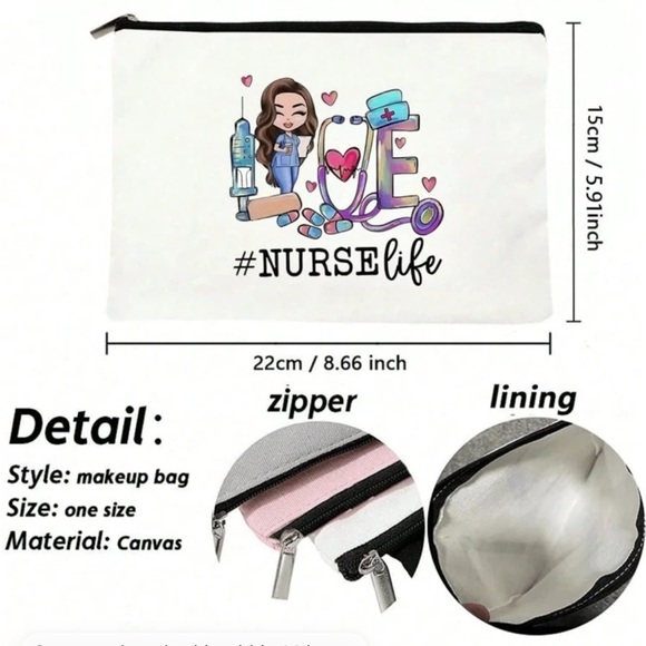 🚨2/$15 Cosmetic bag Nurse Needle Stethoscope Letter Print - Picture 3 of 3